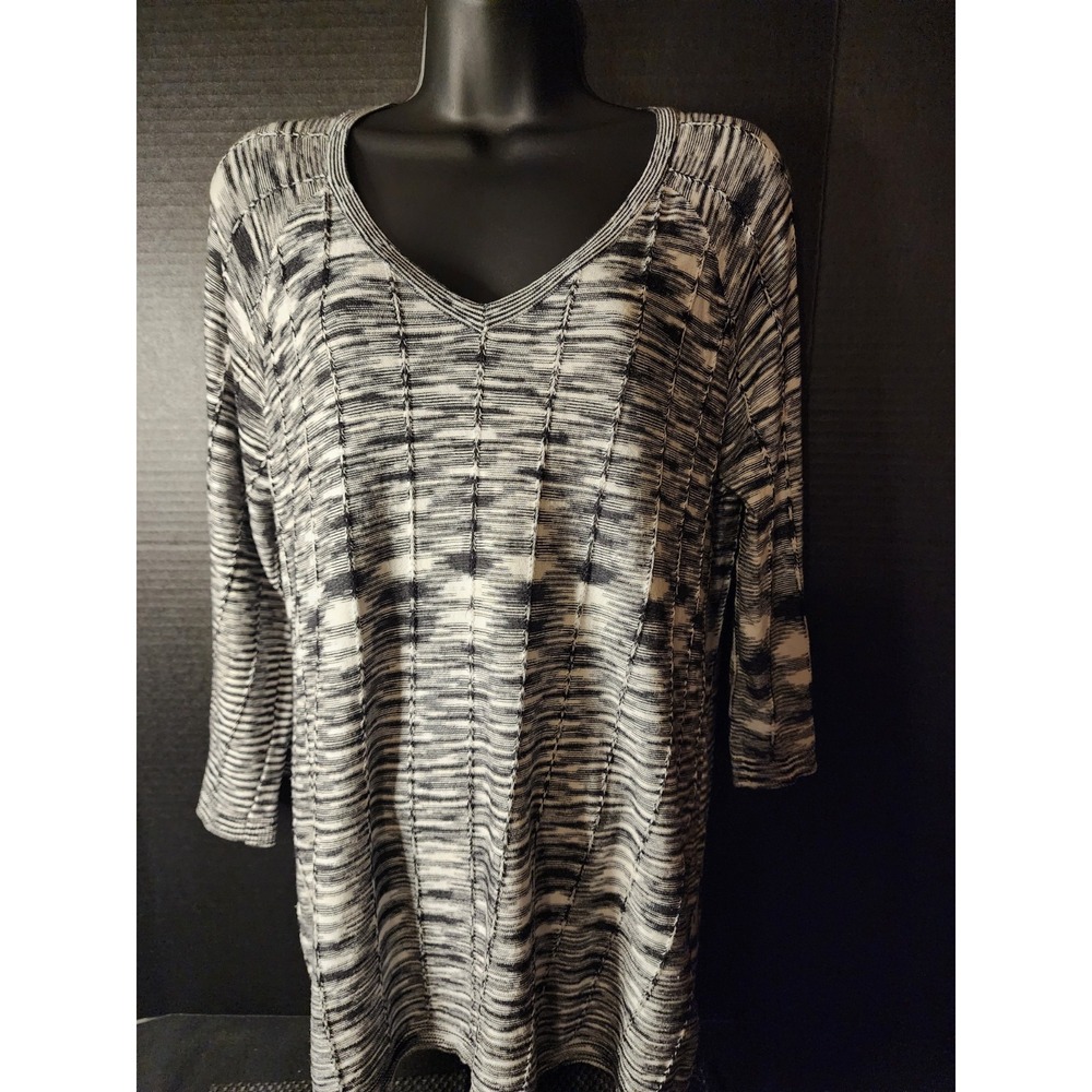 Dana Buchman Womens Black and White Sweater Top 3/4 Sleeve Size M